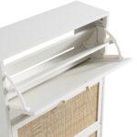 Rattan 3-Tier Shoe Storage Bar Cabinet in White Finish - Image 3