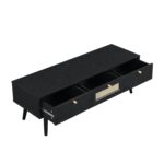 Rattan 3-Drawer TV Unit – Matte Black Finish - Image 5