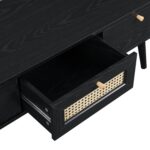 Rattan 3-Drawer TV Unit – Matte Black Finish - Image 4