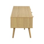 Rattan 3-Drawer TV Unit – Natural Wood Finish - Image 4