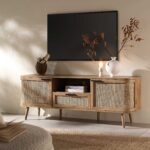 Curved Rattan 150cm TV Unit – Natural Finish - Image 2