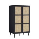 Rattan Compact Double Wardrobe, Black - Image 5