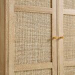 Rattan Double Wardrobe with 1 Drawer, Natural - Image 7