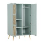 Rattan Compact Double Wardrobe, Mint Green - Image 4