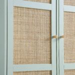 Rattan Compact Double Wardrobe, Mint Green - Image 10