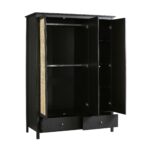 Rattan Triple Wardrobe with 2 Drawers, Black - Image 4