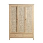 Rattan Triple Wardrobe with 2 Drawers, Natural - Image 3