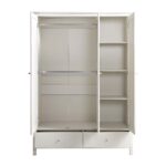 Rattan Triple Wardrobe with 2 Drawers, White - Image 2