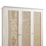 Rattan Triple Wardrobe with 2 Drawers, White - Image 8