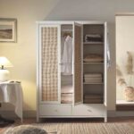 Rattan Triple Wardrobe with 2 Drawers, White - Image 6