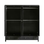 Rattan 4-Door Wardrobe with 2 Drawers, Black - Image 5