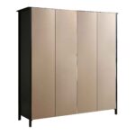 Rattan 4-Door Wardrobe with 2 Drawers, Black - Image 11