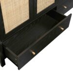 Rattan 4-Door Wardrobe with 2 Drawers, Black - Image 8