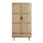 Curved Rattan Double Wardrobe, Natural - Image 3