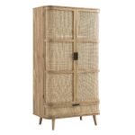 Curved Rattan Double Wardrobe, Natural - Image 2