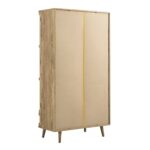 Curved Rattan Double Wardrobe, Natural - Image 13