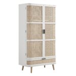 Curved Rattan Double Wardrobe, White - Image 7