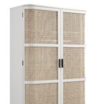 Curved Rattan Double Wardrobe, White - Image 5