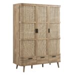 Curved Rattan Triple Wardrobe, Natural - Image 6