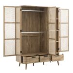 Curved Rattan Triple Wardrobe, Natural - Image 15