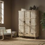 Curved Rattan Triple Wardrobe, Natural - Image 12