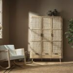 Curved Rattan Triple Wardrobe, Natural