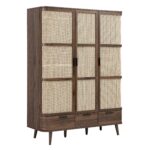 Curved Rattan Triple Wardrobe, Walnut - Image 2