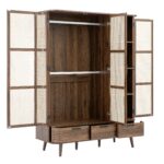 Curved Rattan Triple Wardrobe, Walnut - Image 14