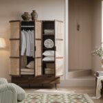 Curved Rattan Triple Wardrobe, Walnut - Image 10