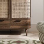 Curved Rattan Triple Wardrobe, Walnut - Image 4