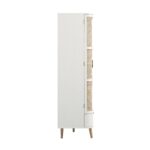Curved Rattan 4-Door Wardrobe, White - Image 10