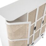 Curved Rattan 4-Door Wardrobe, White - Image 12