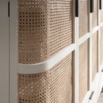 Curved Rattan 4-Door Wardrobe, White - Image 5