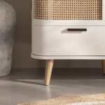 Curved Rattan 4-Door Wardrobe, White - Image 6