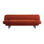 Rust Velvet Compact 2-Seater Convertible Sofa Bed - Image 5