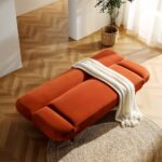 Rust Velvet Compact 2-Seater Convertible Sofa Bed - Image 2