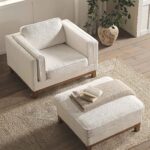 Soft Beige Bouclé Fabric 1-Seater Sofa for Modern Living Room & Lounge Comfort - Image 4