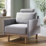 Soft Grey Marl Fabric Armchair for Living Room, Bedroom - Image 2