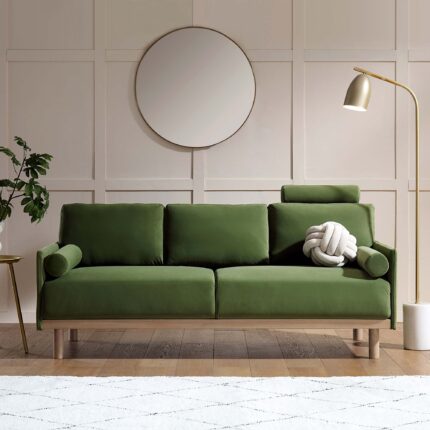EmeraldPlush 3-Seater Sofa in Deep Green Velvet