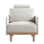 Oatmeal Fabric Armchair for Living Room & Bedroom Comfort Seating - Image 7
