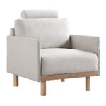 Oatmeal Fabric Armchair for Living Room & Bedroom Comfort Seating - Image 9
