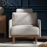 Oatmeal Fabric Armchair for Living Room & Bedroom Comfort Seating - Image 2