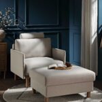 Oatmeal Fabric Armchair for Living Room & Bedroom Comfort Seating - Image 8