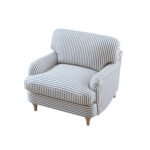 Blue Striped Linen-Blend 1-Seater Sofa – Stylish Single Seater for Modern Homes - Image 9