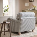 Blue Striped Linen-Blend 1-Seater Sofa – Stylish Single Seater for Modern Homes - Image 8