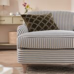 Blue Striped Linen-Blend 1-Seater Sofa – Stylish Single Seater for Modern Homes - Image 7
