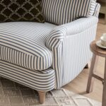 Blue Striped Linen-Blend 1-Seater Sofa – Stylish Single Seater for Modern Homes - Image 5