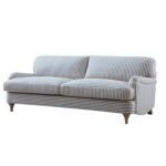 LineaWeave 3-Seater Sofa in Blue Striped Linen Blend - Image 5