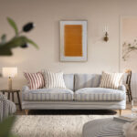 LineaWeave 3-Seater Sofa in Blue Striped Linen Blend