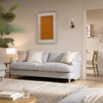 LineaWeave 3-Seater Sofa in Blue Striped Linen Blend - Image 2